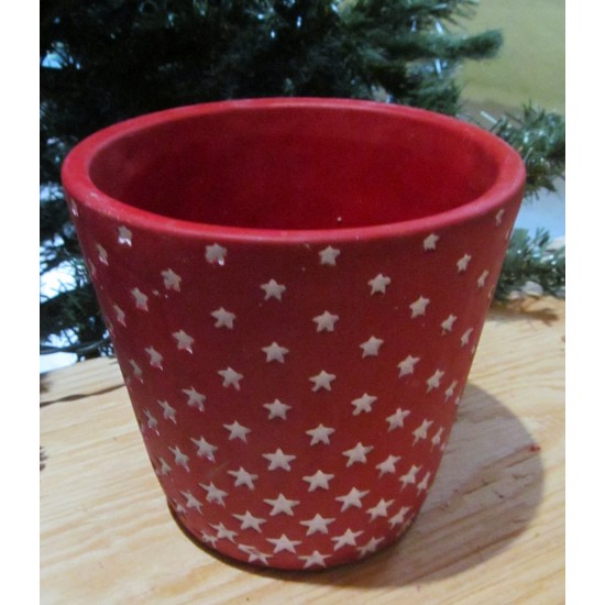 Red ceramic flowerpot